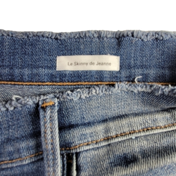 Frame Le Skinny de Jeanne Jeans Women Sz 29 31X29 Scooped Frayed Hem Distressed - Picture 5 of 14